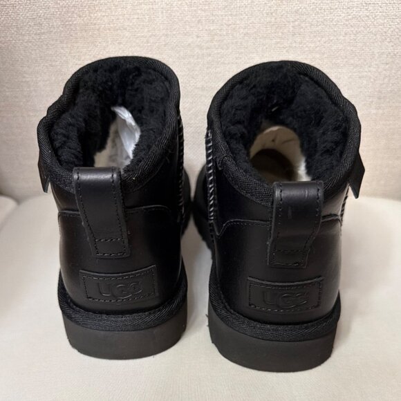 UGG Black Classic Ultra Mini Boots Regen Leather Winter Boots Men Size 8 - Picture 6 of 10